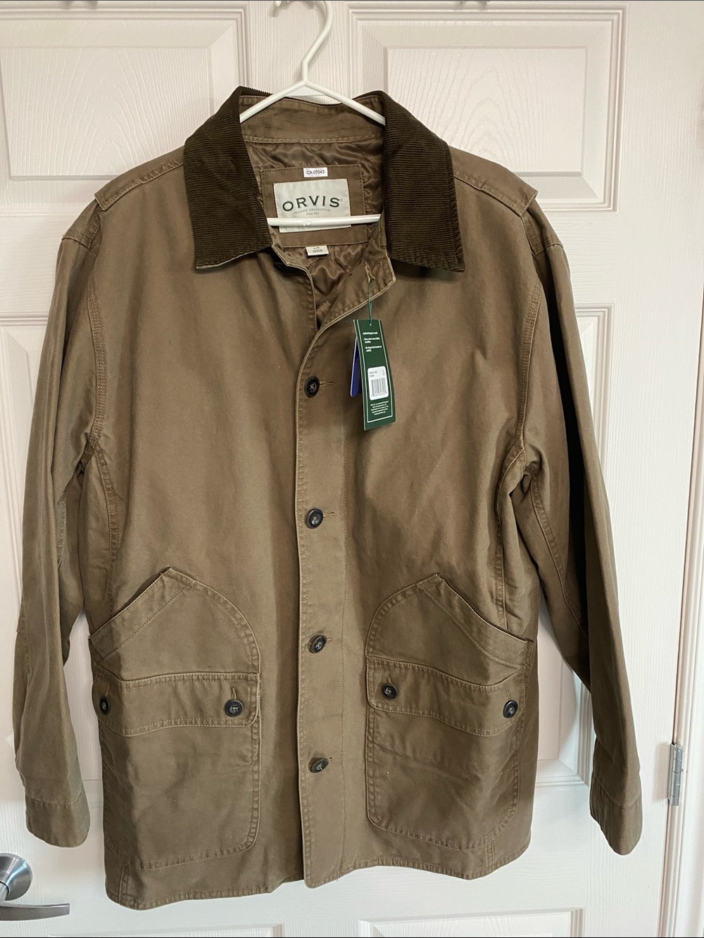 Orvis Olive-Tan Field Jacket with Dark Brown Corduroy Collar